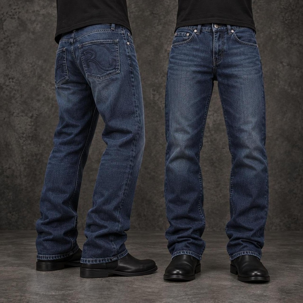 30x30 Blue Slim Stacked Straight Jeans Y2K Vintage